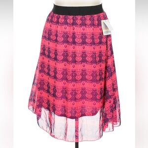LuLaRoe Neon Pink Purple LoLa Chiffon Boho Midi Skirt Women’s Plus Size 2X NWT